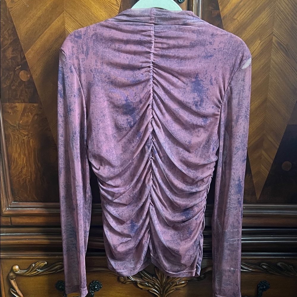 Zara Ruched Long Sleeve Top in Pink